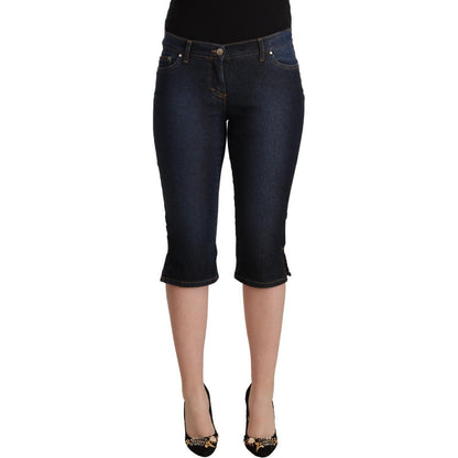 GF Ferre Blue Cotton Stretch Low Waist Slim Capri Denim Jeans