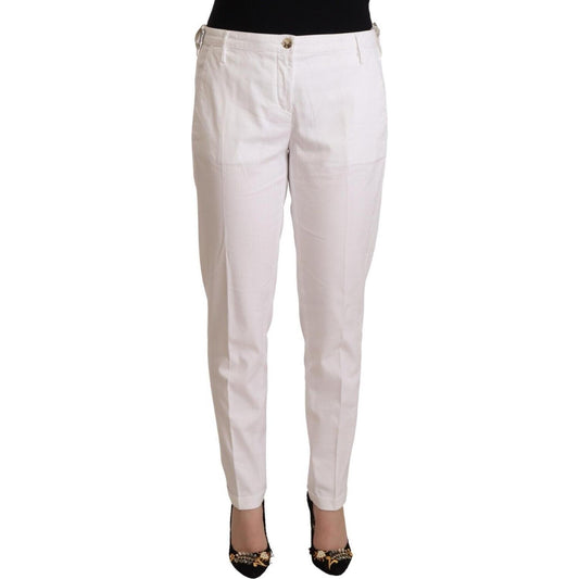 Jacob Cohen White Mid Waist Tapered Birgitte Pants