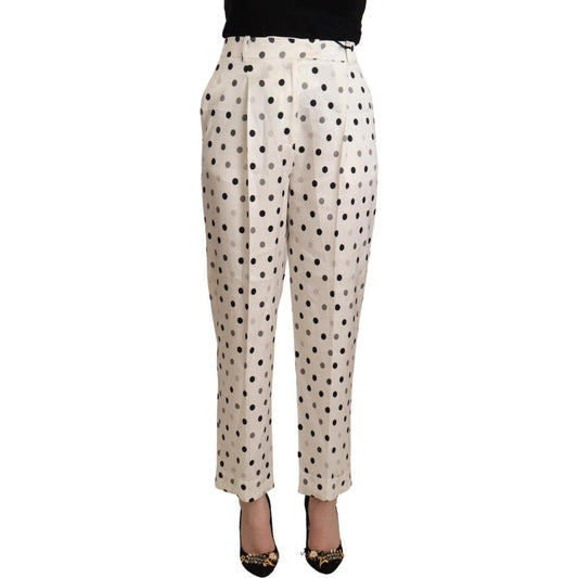 Ermanno Scervino White Polka Dotted High Waist Tapered Pants Ermanno Scervino
