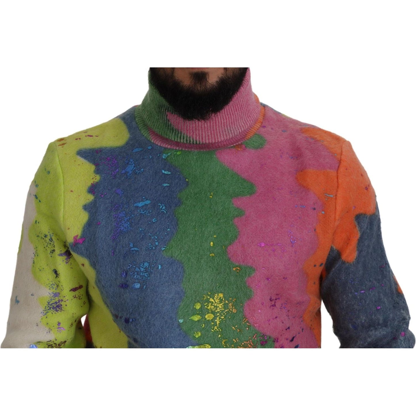 Dolce & Gabbana Multicolor Turtleneck Pullover Mohair Sweater Dolce & Gabbana