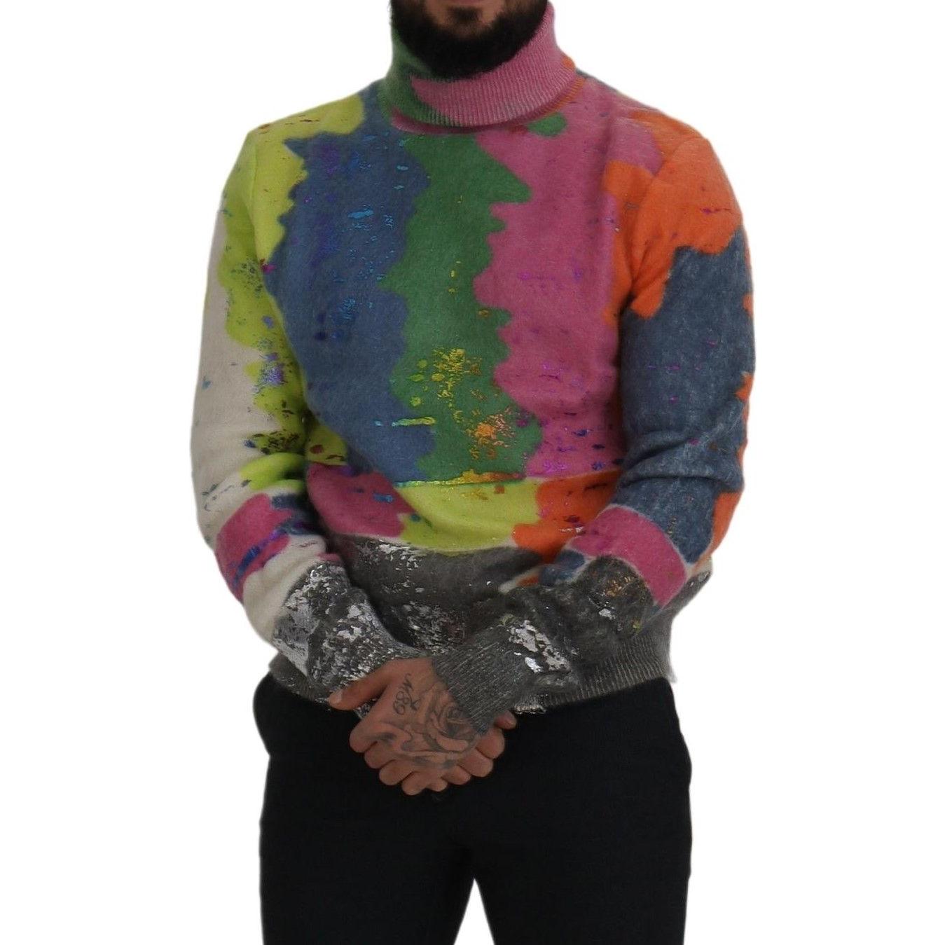 Dolce & Gabbana Multicolor Turtleneck Pullover Mohair Sweater Dolce & Gabbana