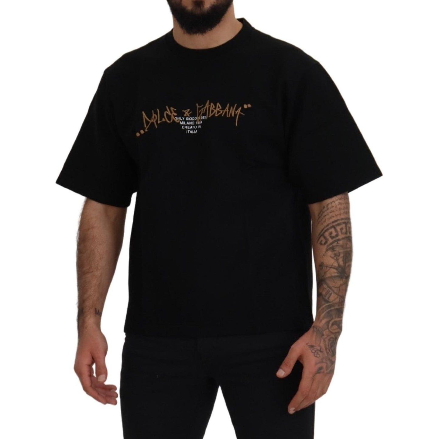 Dolce & Gabbana Elegant Black Cotton Blend Crewneck T-Shirt Dolce & Gabbana