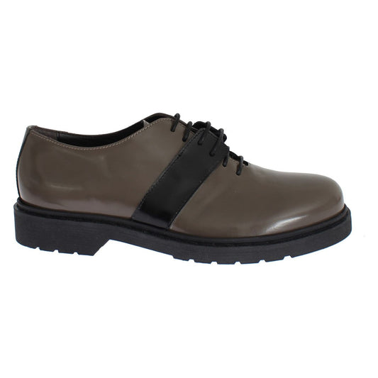 AI_ Elegant Gray Brown Leather Lace-up Shoes AI_