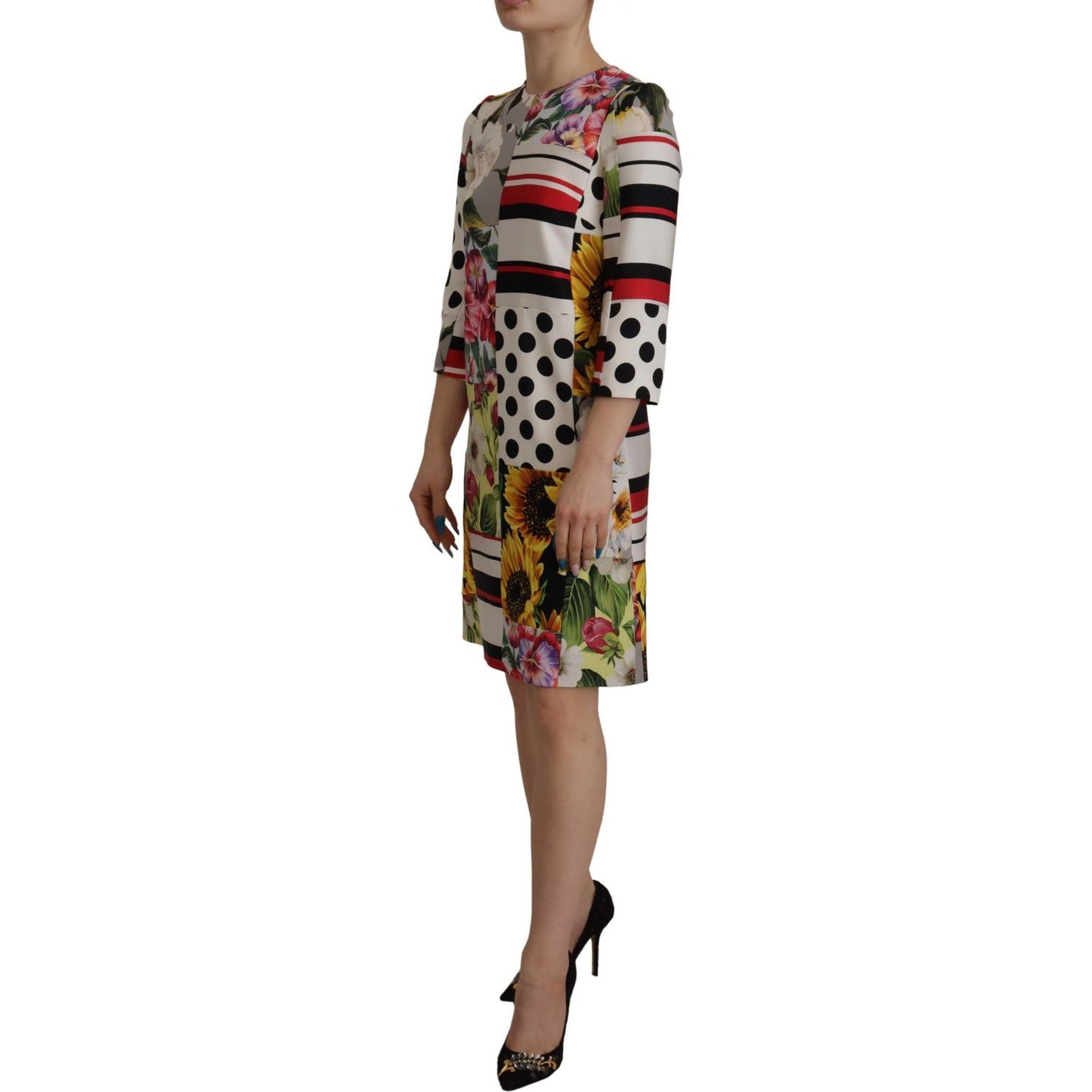 Dolce & Gabbana Multicolor Patchwork Charmeuse Sheath Dress Dolce & Gabbana