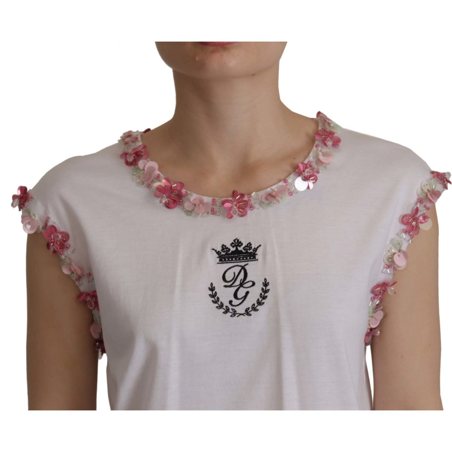 Dolce & Gabbana Chic Sequined Crown Tank Top T-Shirt Dolce & Gabbana