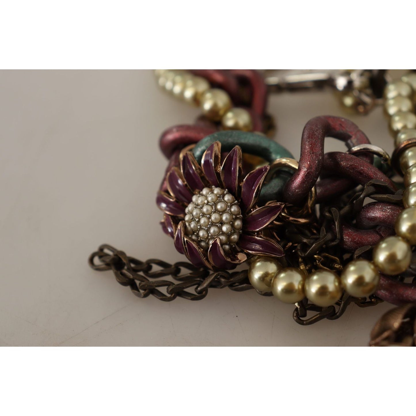 Dolce & Gabbana Gold Brass Sicily Floral Crystal Statement Necklace