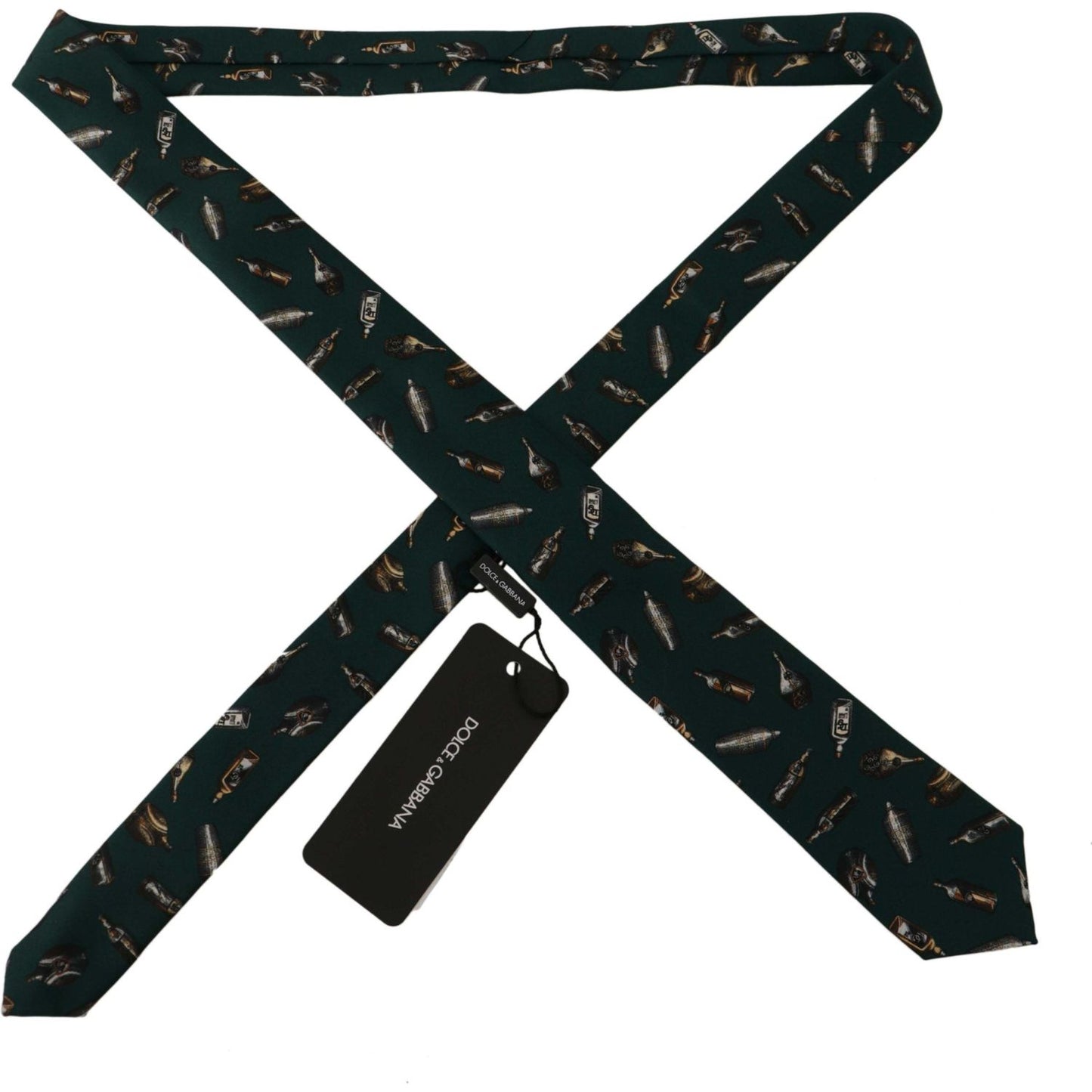 Dolce & Gabbana Black Bottle Fantasy Print Silk Adjustable Accessory Tie