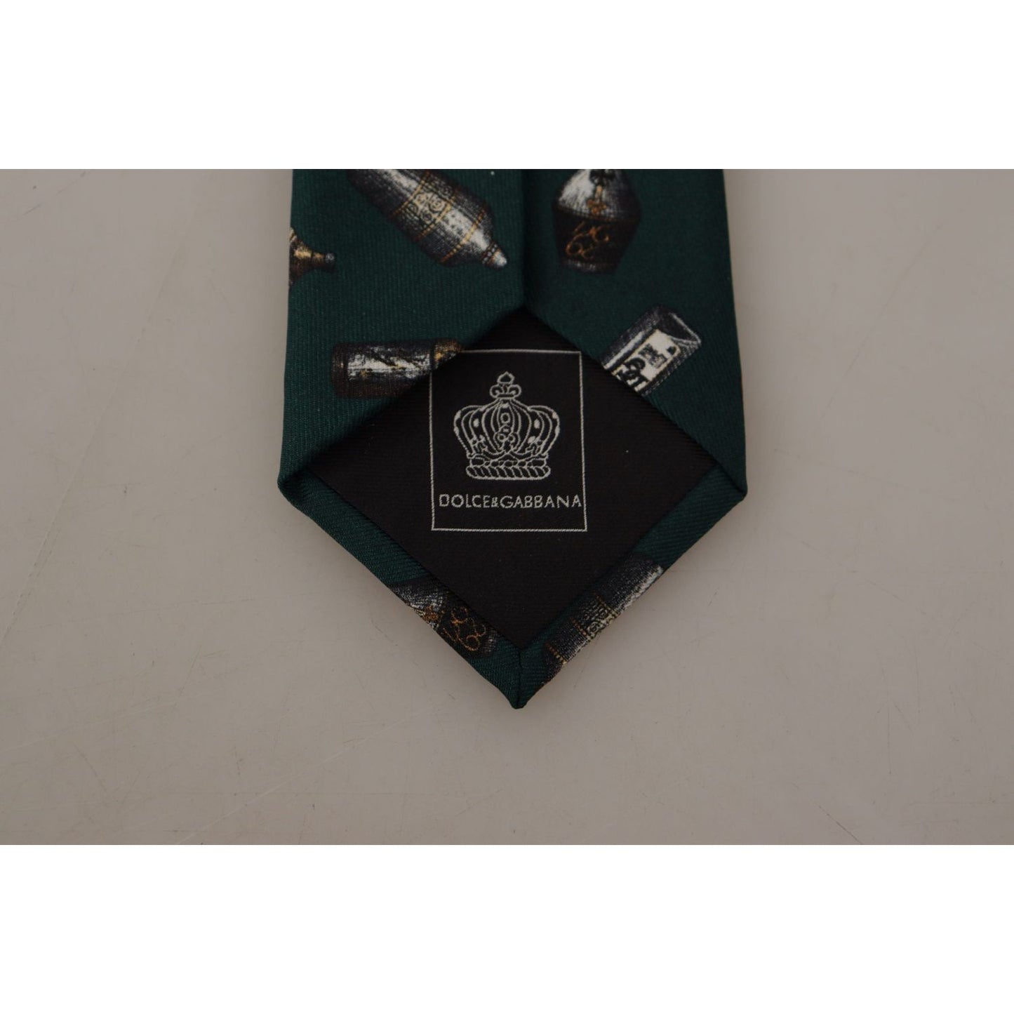 Dolce & Gabbana Black Bottle Fantasy Print Silk Adjustable Accessory Tie