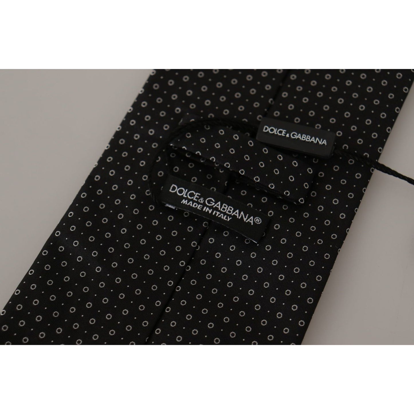 Dolce & Gabbana Elegant Black White Polka Dot Silk Tie Dolce & Gabbana