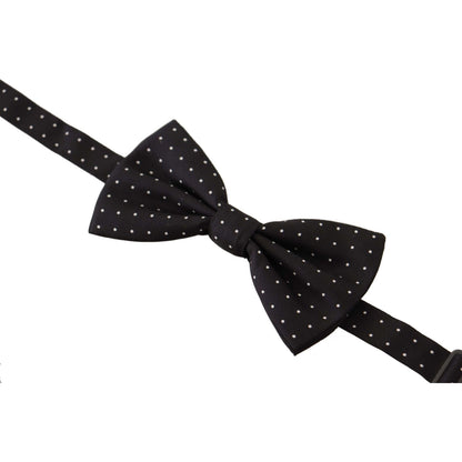 Dolce & Gabbana Black White Polka Dot 100% Silk Neck Papillon Tie