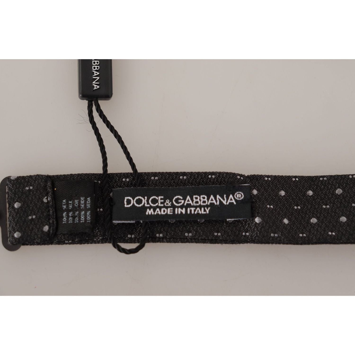 Dolce & Gabbana Gray Polka Dot 100% Silk Neck Papillon Tie