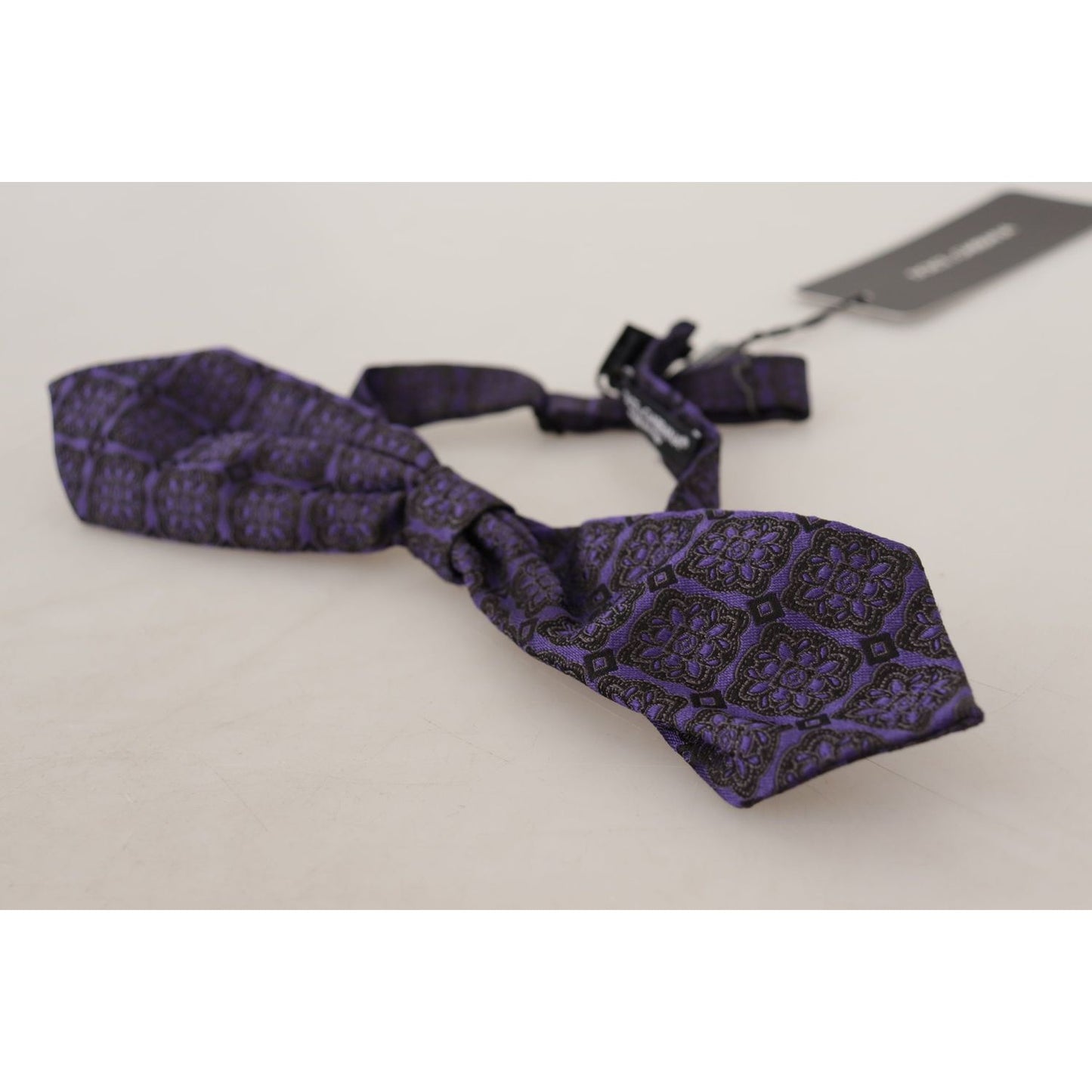 Dolce & Gabbana Blue Geometric Silk Adjustable Neck Papillon Tie
