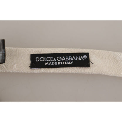 Dolce & Gabbana White 100% Silk Slim Adjustable Neck Papillon Tie