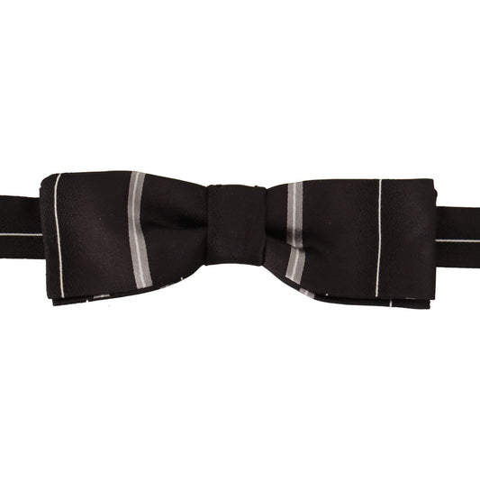 Dolce & Gabbana Elegant Silk Bow Tie in Black and Grey Dolce & Gabbana