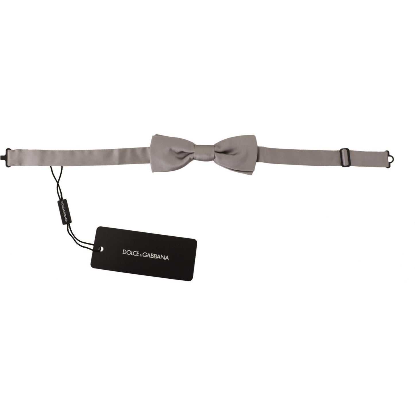 Dolce & Gabbana Elegant Silver Silk Bow Tie for Sophisticated Evening Dolce & Gabbana