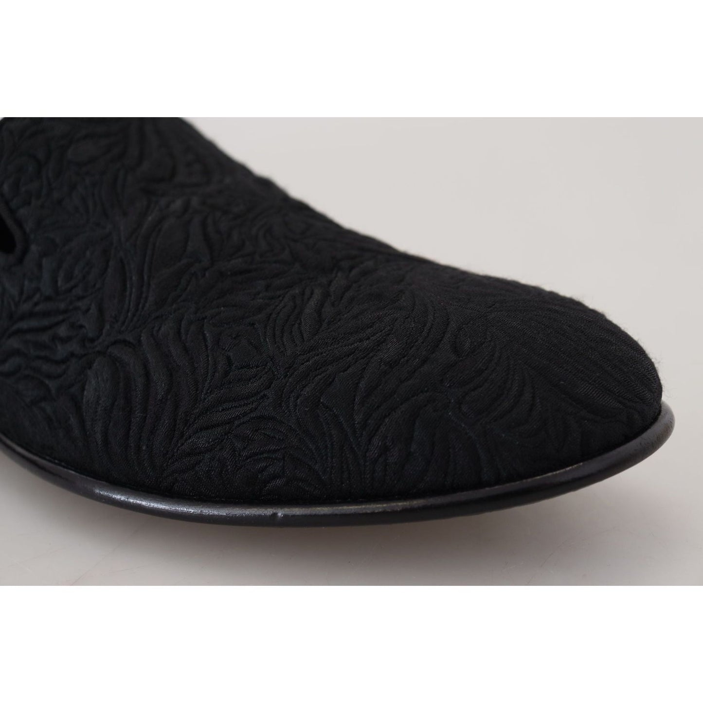 Dolce & Gabbana Elegant Jacquard Black Loafers Slide On Flats Dolce & Gabbana