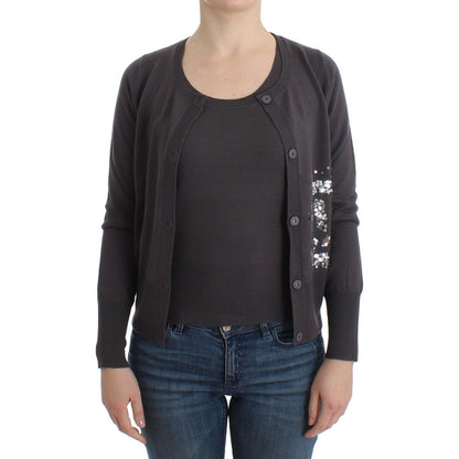 John Galliano Purple Wool Sequined Cardigan Knit Sweater