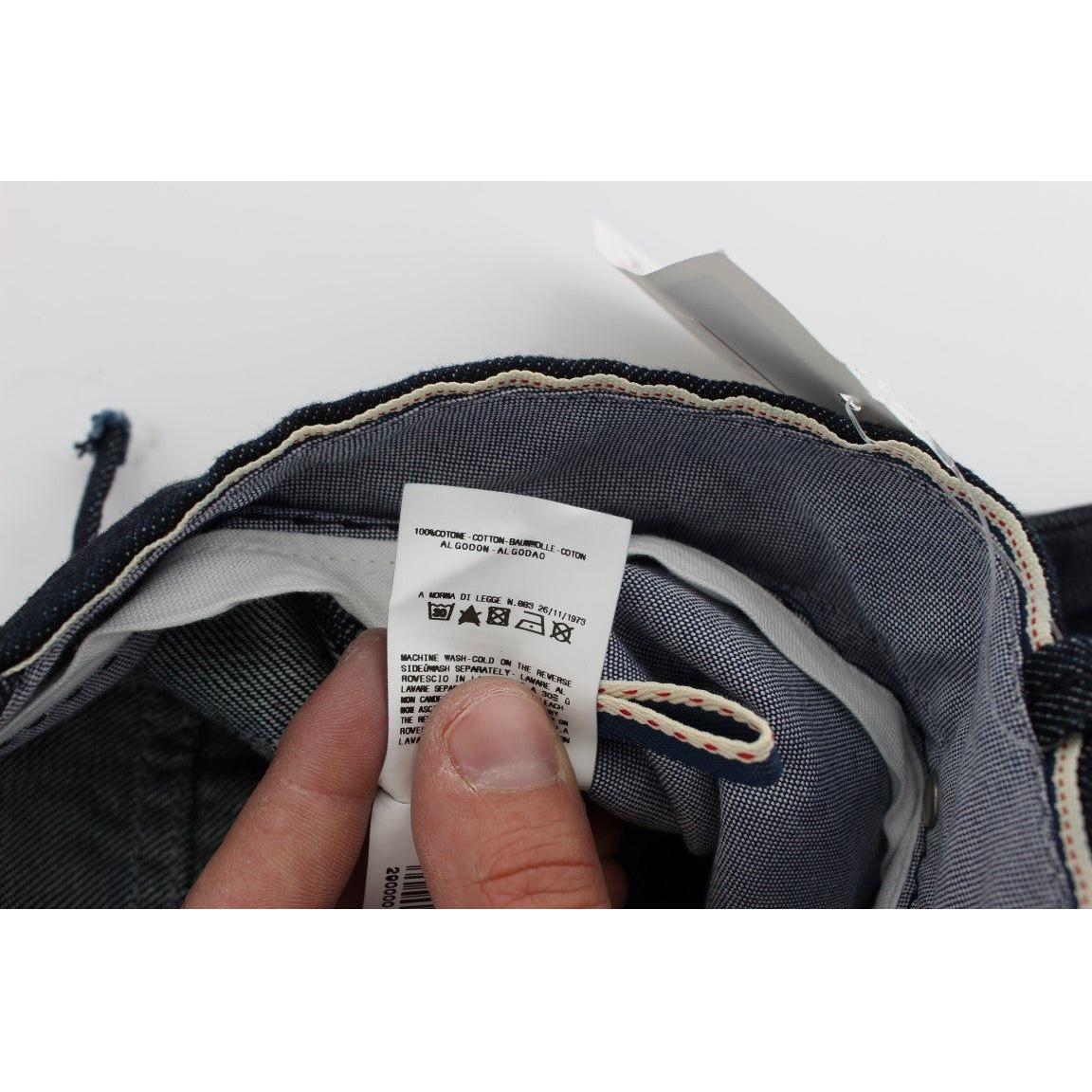 优雅直筒蓝色男式牛仔裤