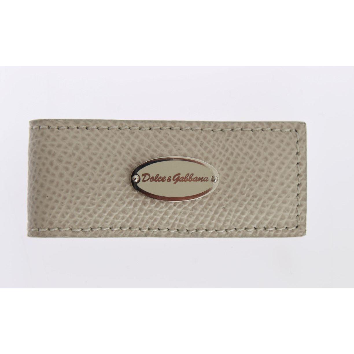 Dolce & Gabbana Elegant Beige Leather Money Clip Money Clip Dolce & Gabbana