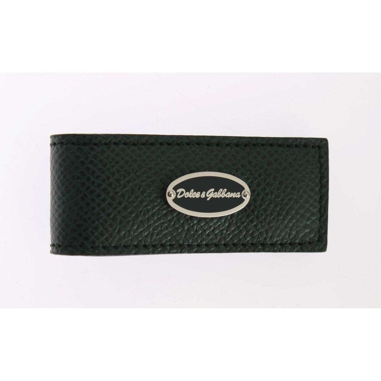 Dolce & Gabbana Green Leather Magnet Money Clip