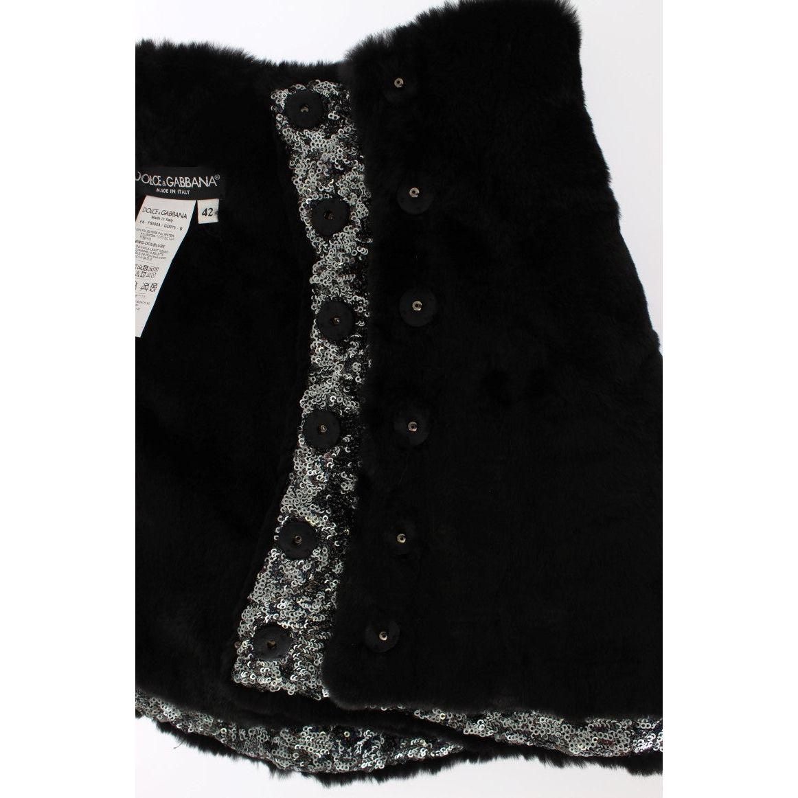 Dolce & Gabbana Silver Sequined Floral Weasel Fur Shoulder Scarf Wrap Dolce & Gabbana