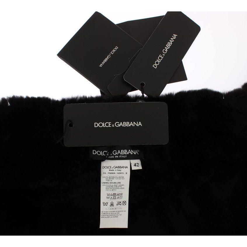 Dolce & Gabbana Silver Sequined Floral Weasel Fur Shoulder Scarf Wrap Dolce & Gabbana