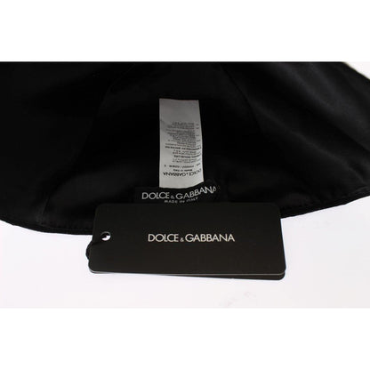 Dolce & Gabbana Black Wool White Floral Gold Leaf Hat