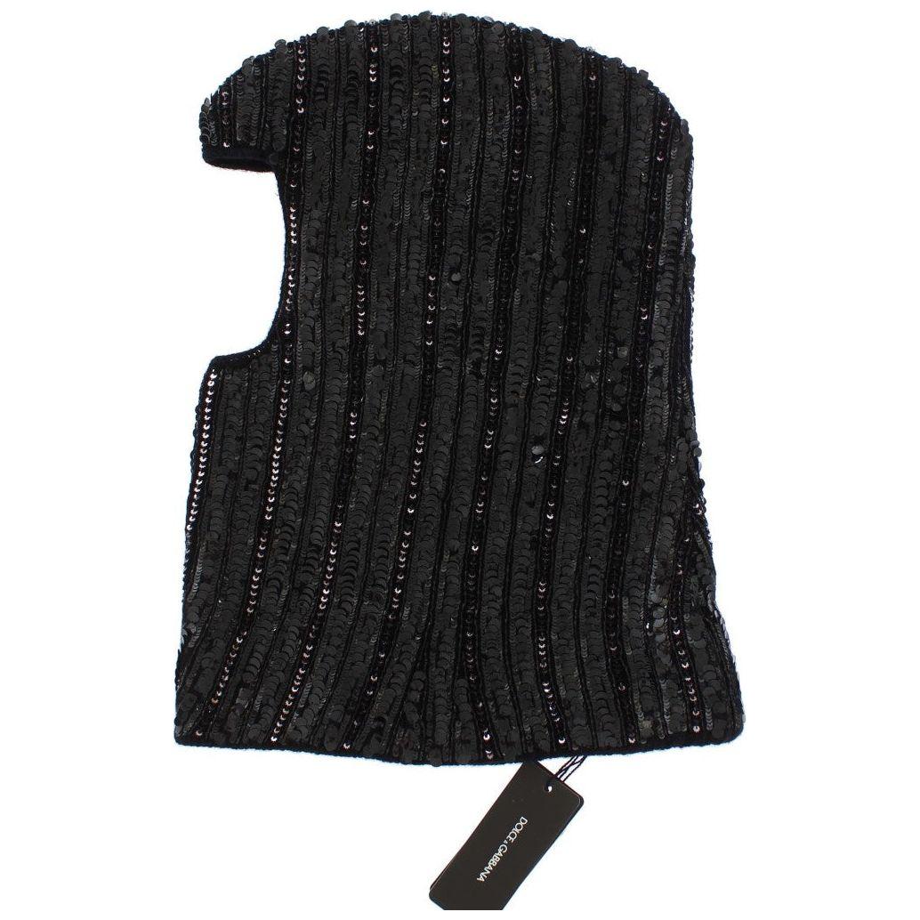 Dolce & Gabbana Elegant Black Sequined Hooded Scarf Wrap Hood Scarf Dolce & Gabbana