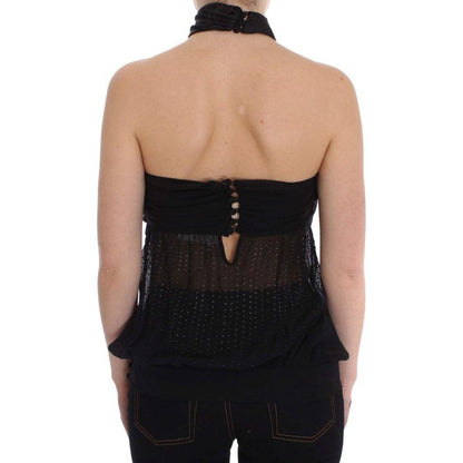 Exte Black Neck Wrap Top Blouse