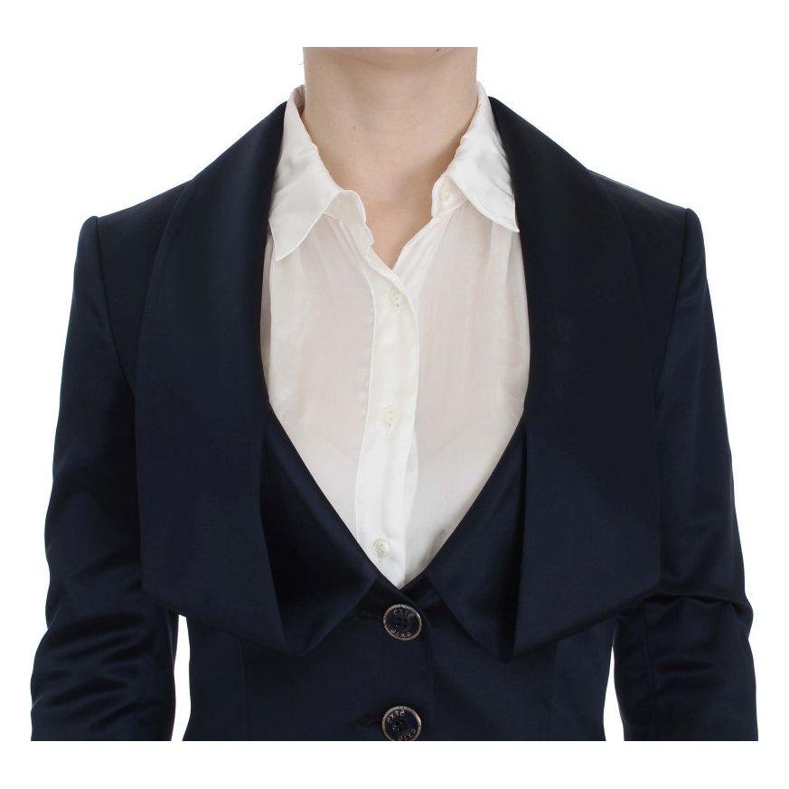 Exte Elegant Blue Blazer Jacket with Designer Flair Blazer Jacket Exte