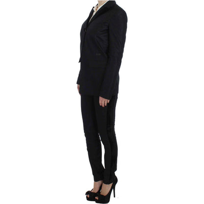 Exte Black One Button Three Piece Suit Exte
