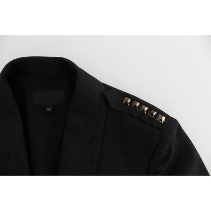 Exte Gray Stretch Gold Studded Short Jacket