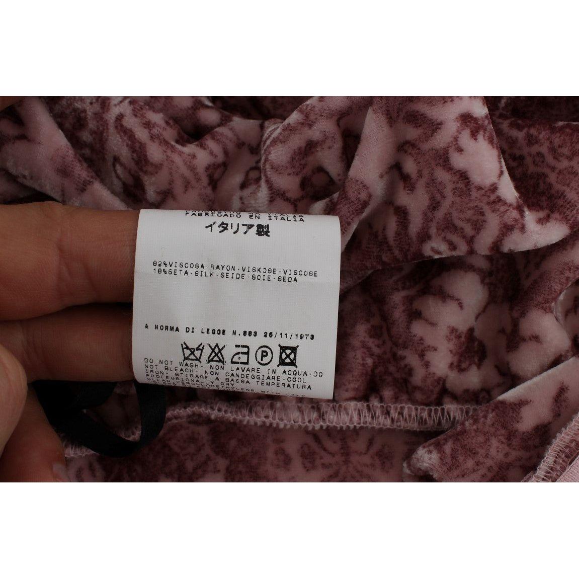 Exte Pink Floral Print Viscose Silk Blouse Top