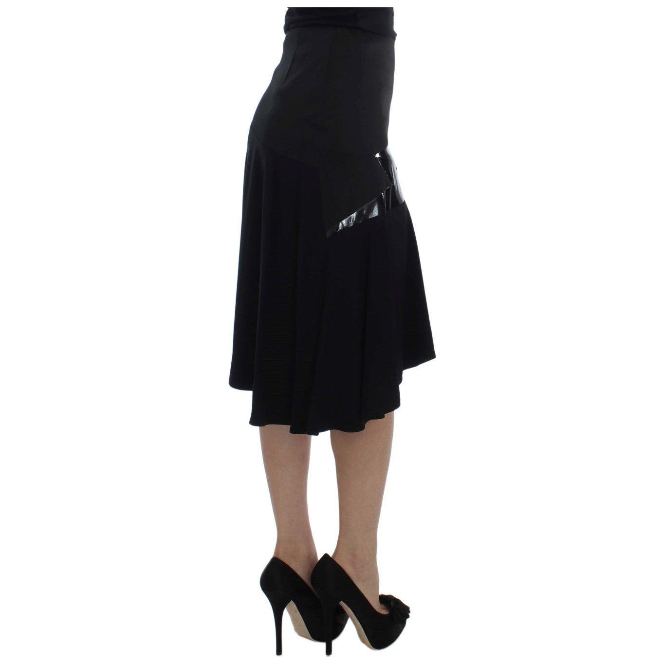 Exte Black Blue Cotton Stretch Straight Skirt