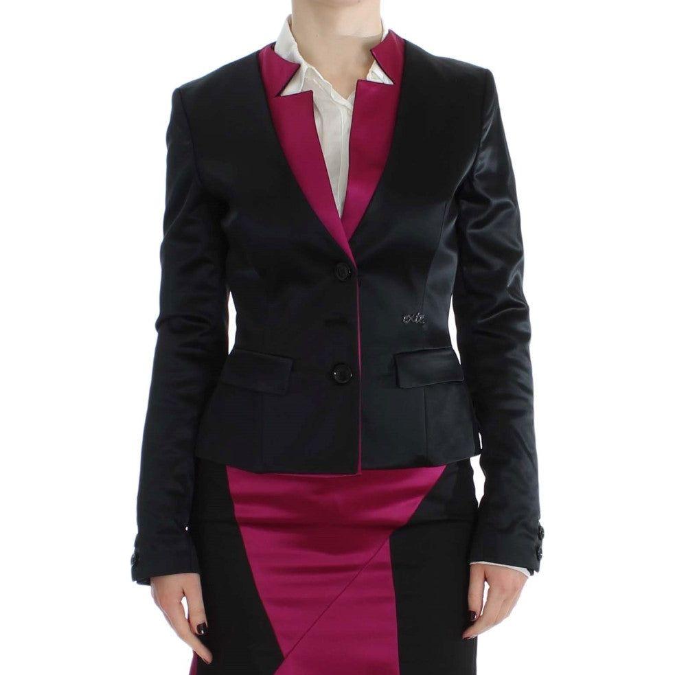 Exte Chic Black and Pink Single-Breasted Blazer Blazer Jacket Exte