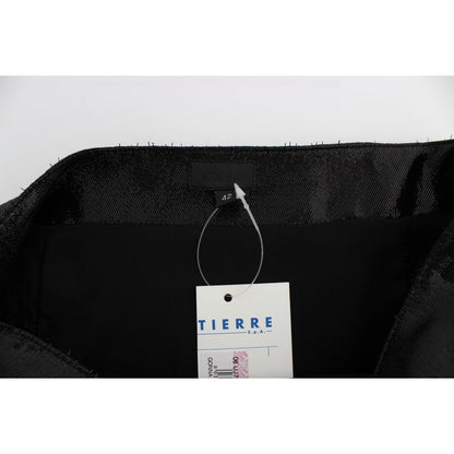 Exte Black Wool Silk Above Knee Straight Skirt