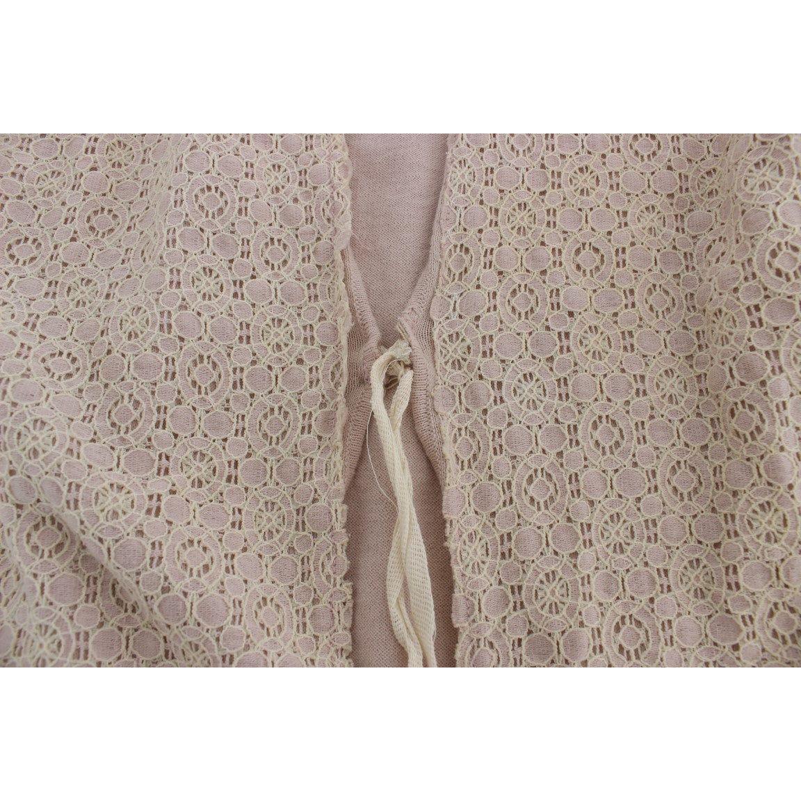 PINK MEMORIES Pink Floral Lace Wrap Sweater