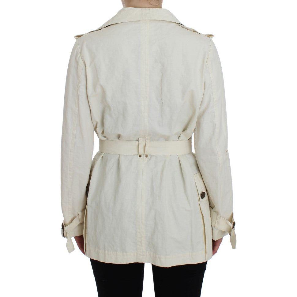 PLEIN SUD Elegant White Wrap Trench Jacket Coats & Jackets PLEIN SUD