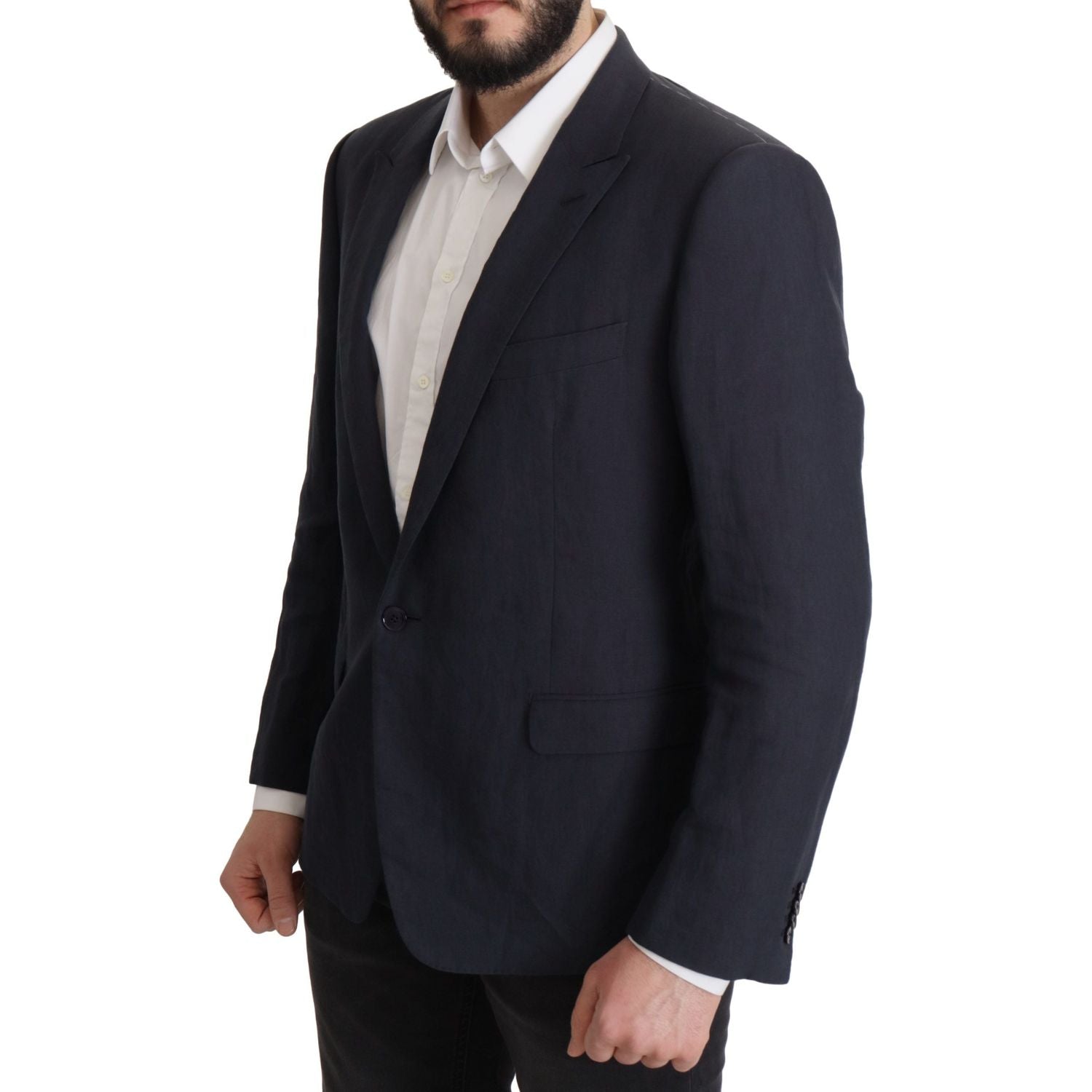 优雅亚麻单排扣西装外套