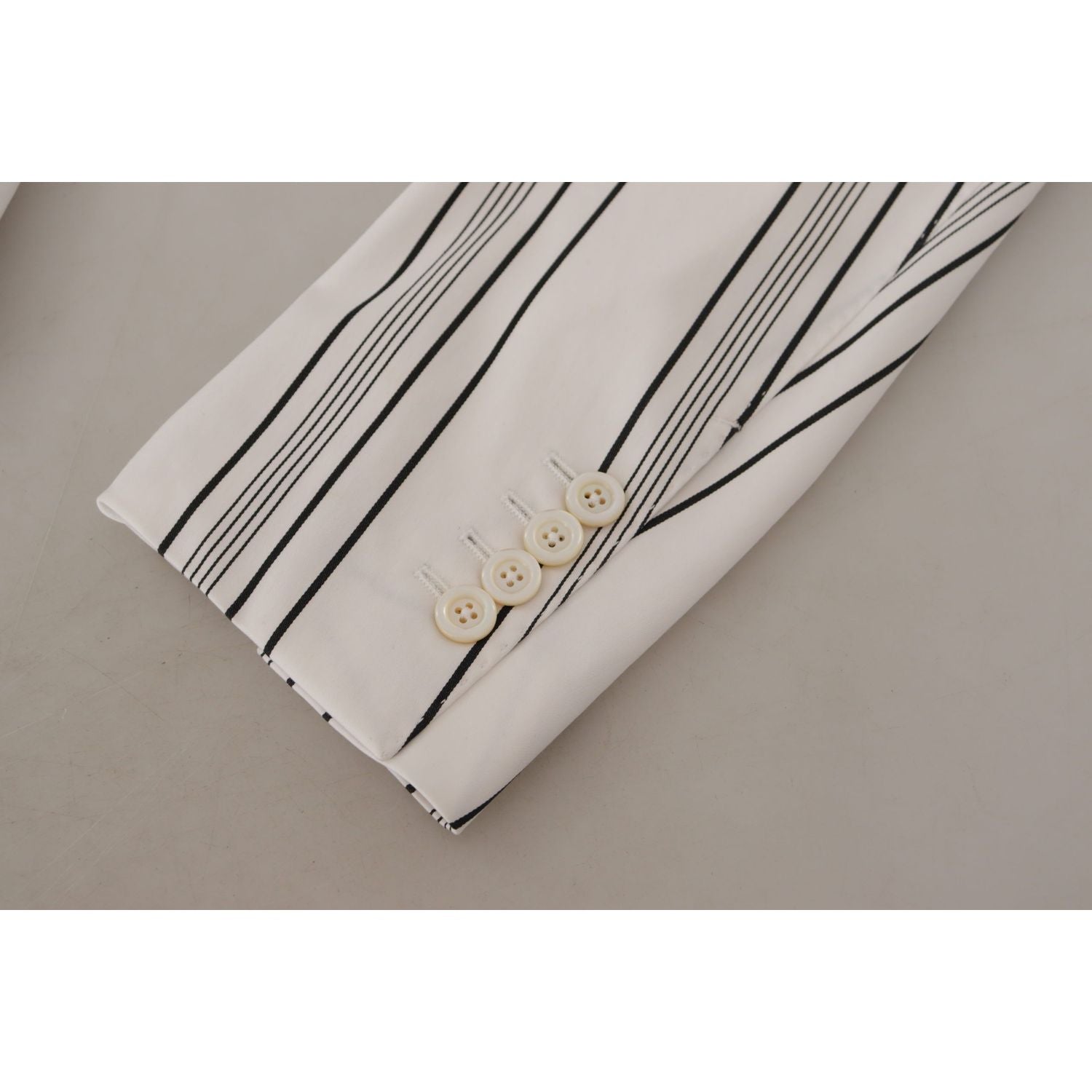 Dolce & Gabbana White Stripes Cotton Single Breasted Blazer