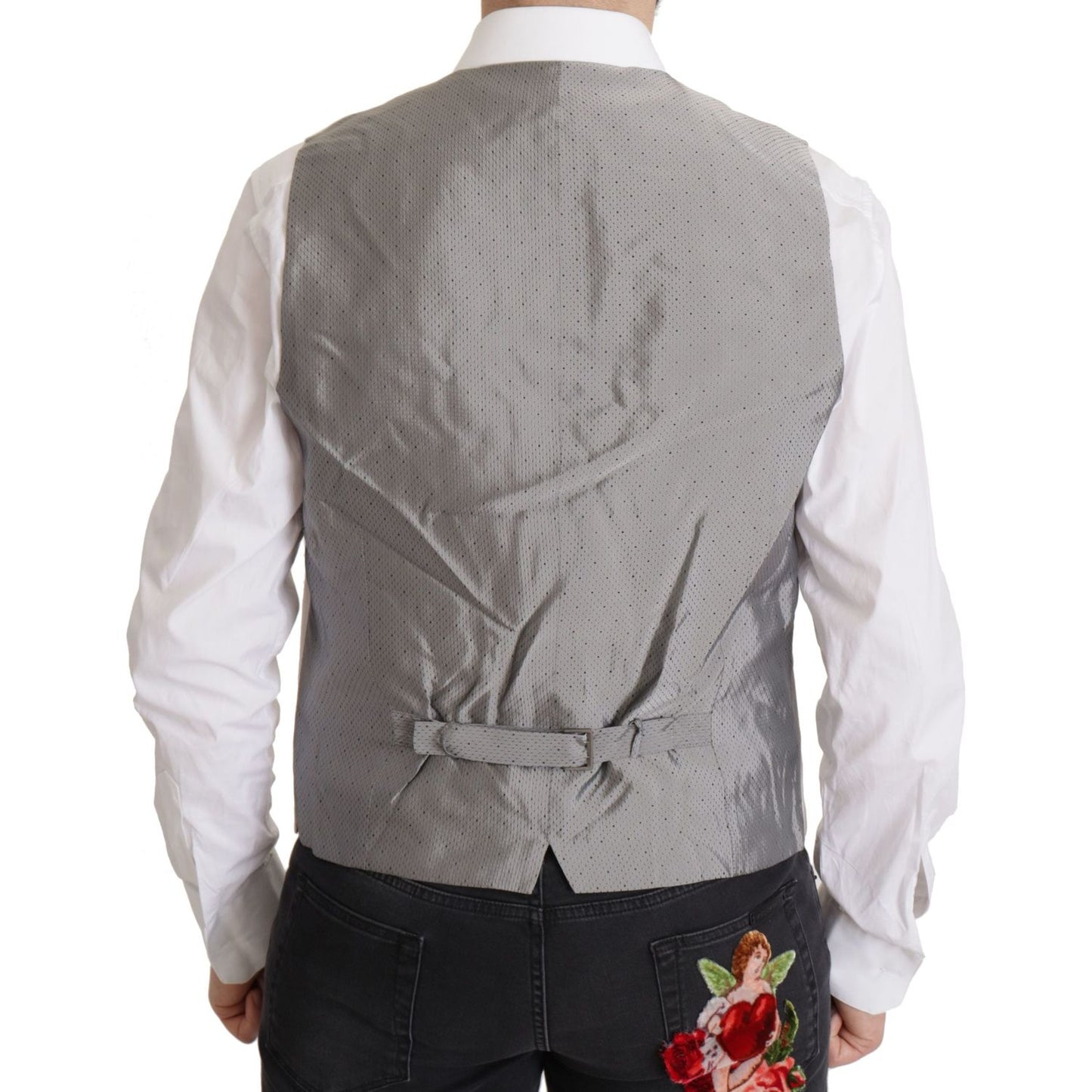 Dolce & Gabbana Elegant Light Gray Silk Blend Suit Jacket Set Dolce & Gabbana