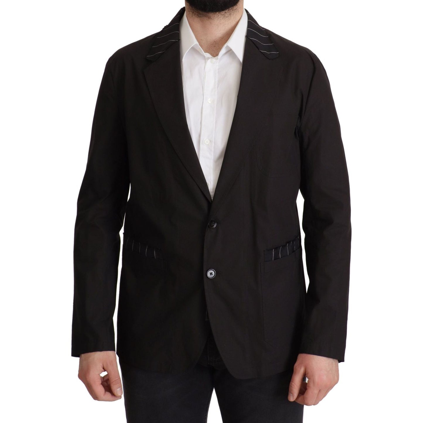 Dolce & Gabbana Elegant Black Cotton-Wool Blend Blazer Jacket Dolce & Gabbana