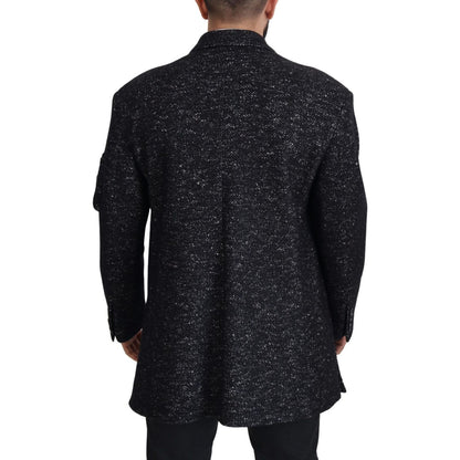 Dolce & Gabbana Black Wool Double Breasted Coat Men Jacket