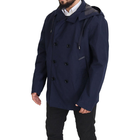 Dolce & Gabbana Elegant Double-Breasted Blue Parka Jacket Dolce & Gabbana