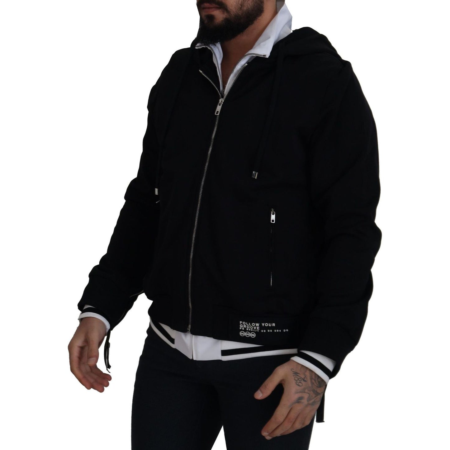 Dolce & Gabbana Elegant Black Bomber Jacket with Hood Dolce & Gabbana