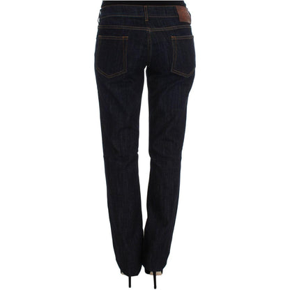Cavalli Blue Cotton Straight Fit Stretch Jeans