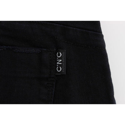 Costume National Black Cotton Slim Fit Cropped Jeans