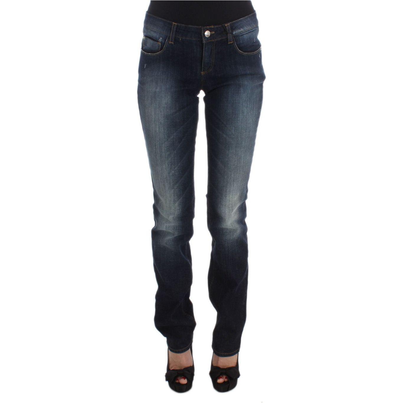 Costume National Blue Cotton Slim Fit Bootcut Jeans