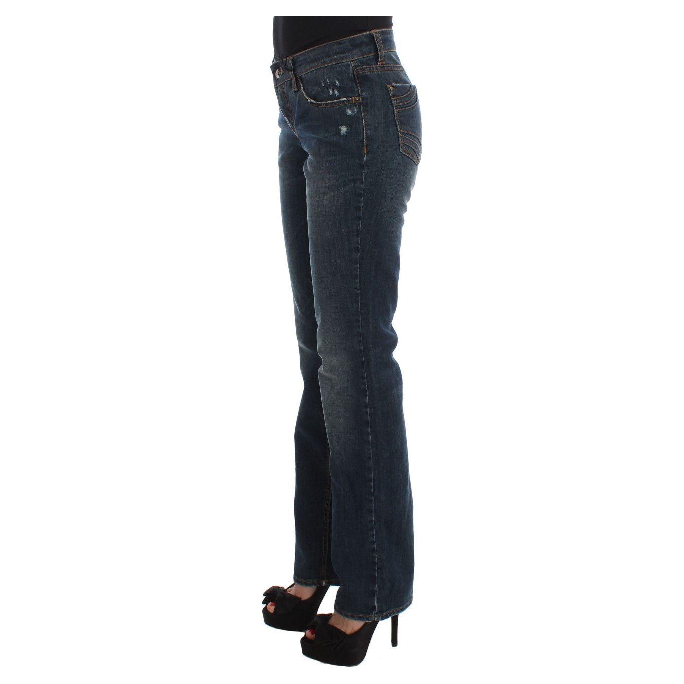 Costume National Blue Cotton Blend Bootcut Jeans Jeans & Pants
