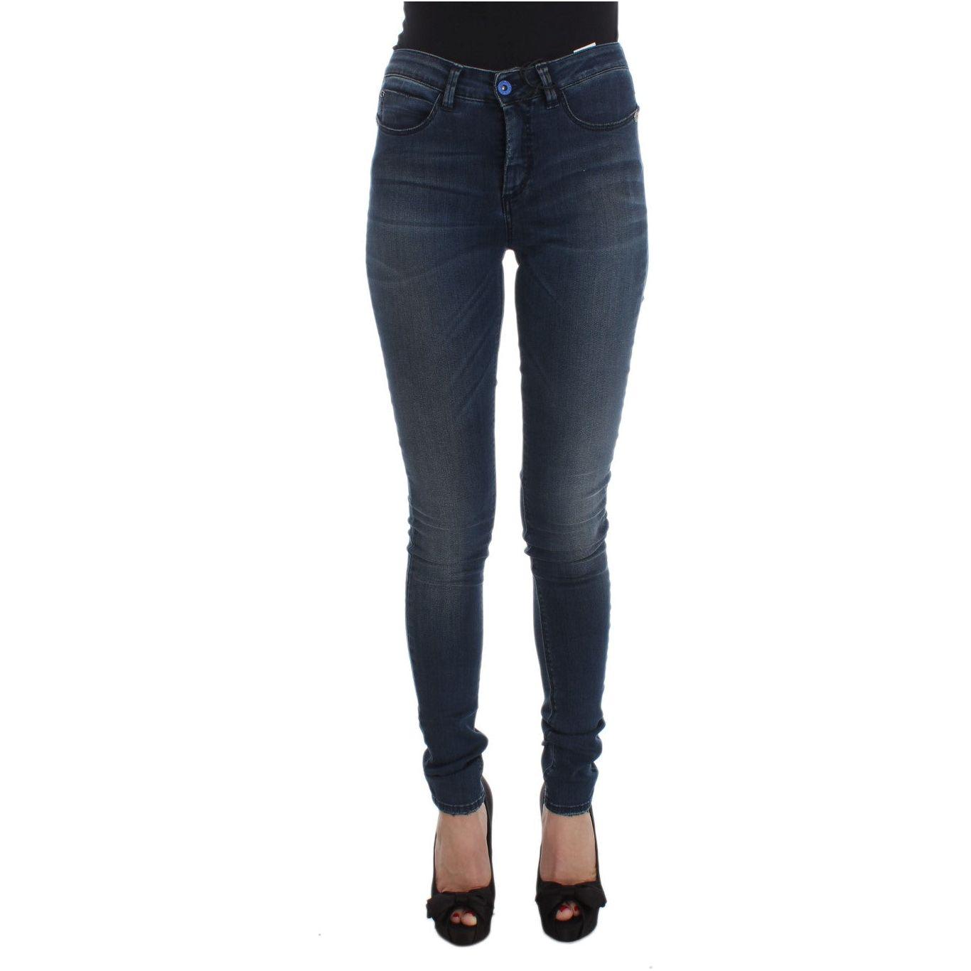 Costume National Blue Cotton Blend Slim Fit Jeans